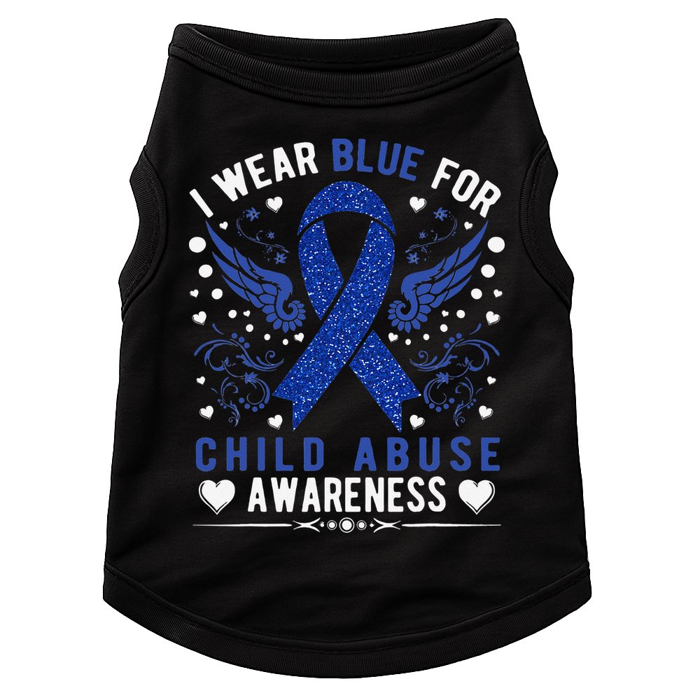 Stop Child Abuse Prevention Month Blue Ribbon Awareness Doggie Tank