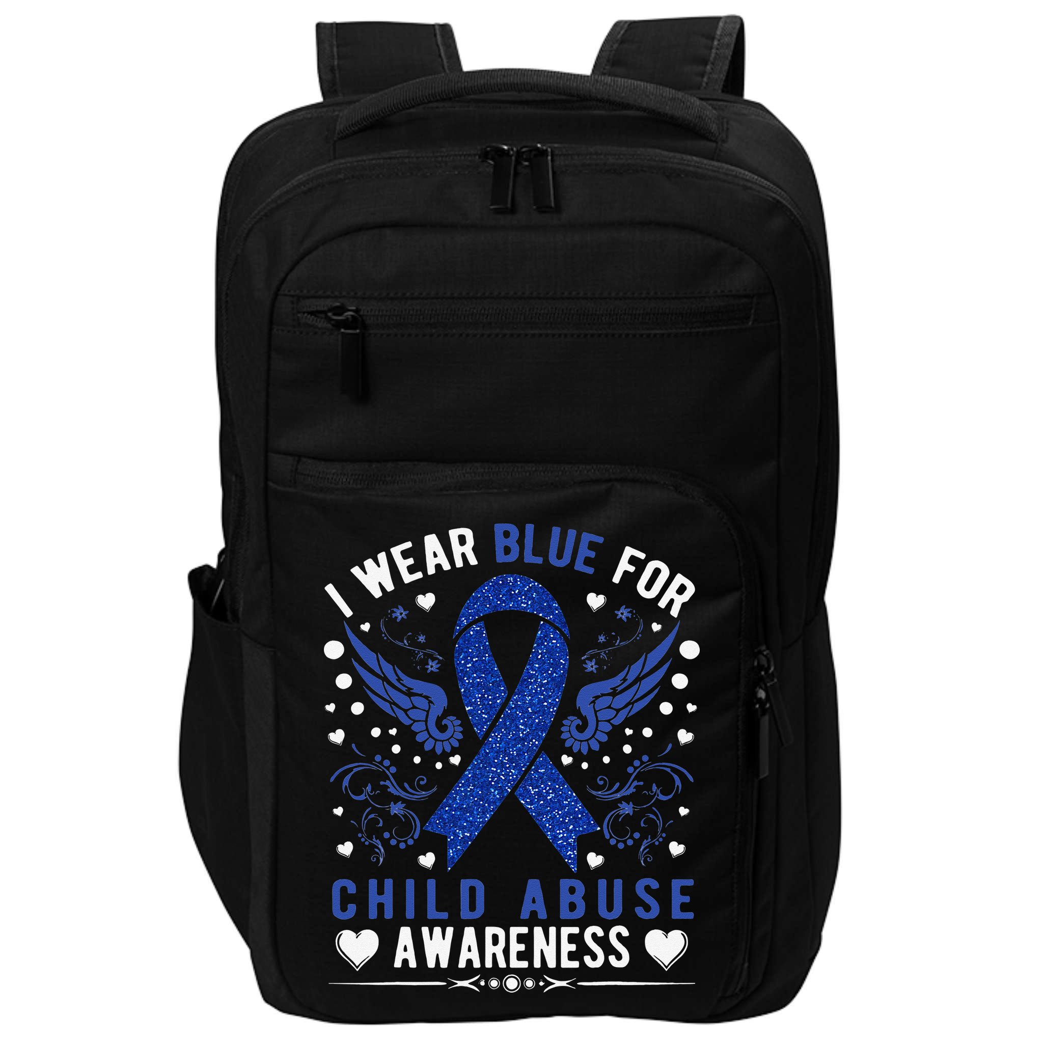 Stop Child Abuse Prevention Month Blue Ribbon Awareness Impact Tech Backpack