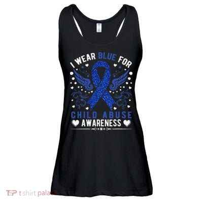 Stop Child Abuse Prevention Month Blue Ribbon Awareness Ladies Essential Flowy Tank