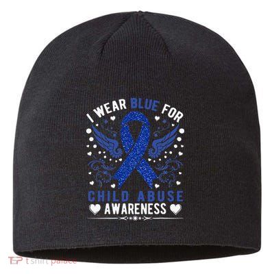 Stop Child Abuse Prevention Month Blue Ribbon Awareness Sustainable Beanie