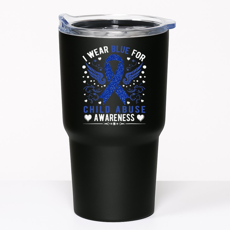 Stop Child Abuse Prevention Month Blue Ribbon Awareness Tumbler
