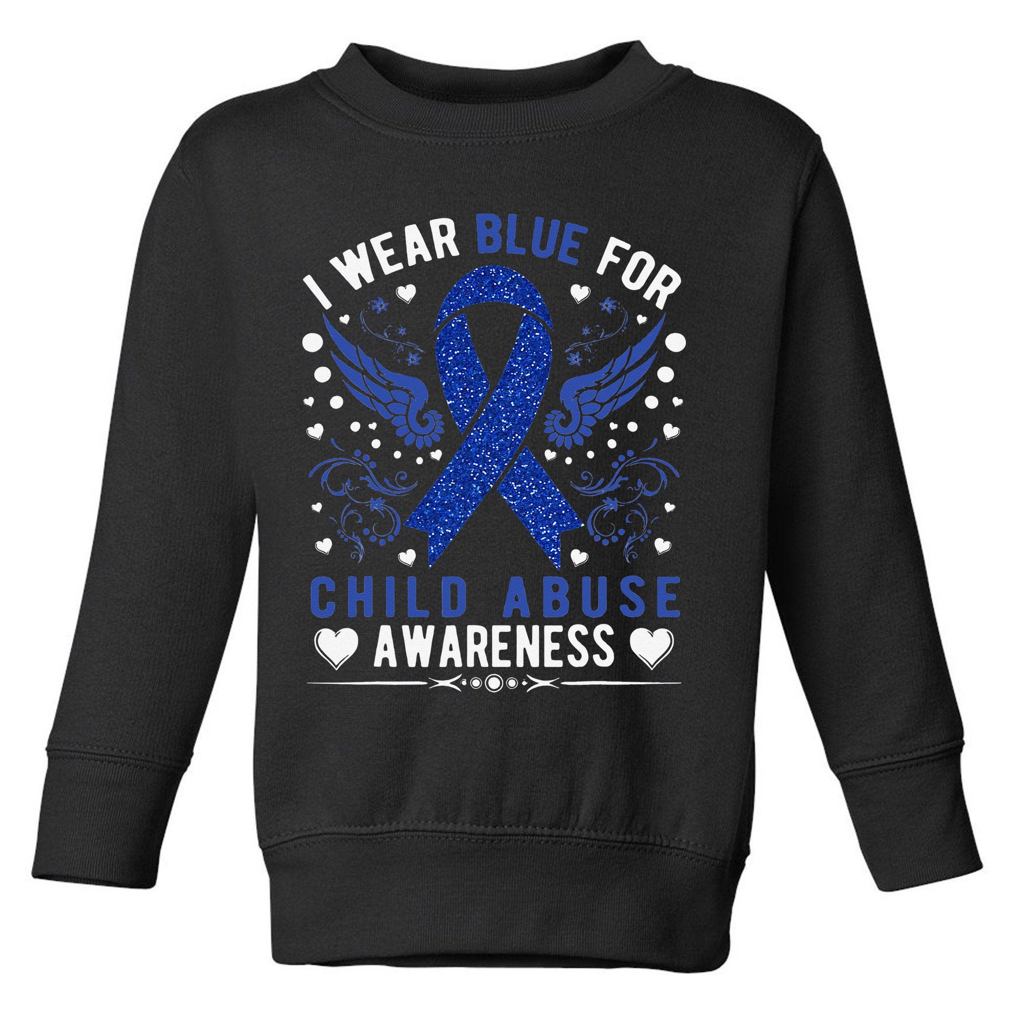 Stop Child Abuse Prevention Month Blue Ribbon Awareness Toddler Sweatshirt