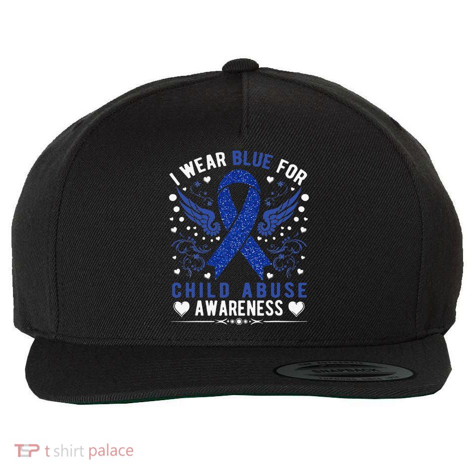 Stop Child Abuse Prevention Month Blue Ribbon Awareness Wool Snapback Cap