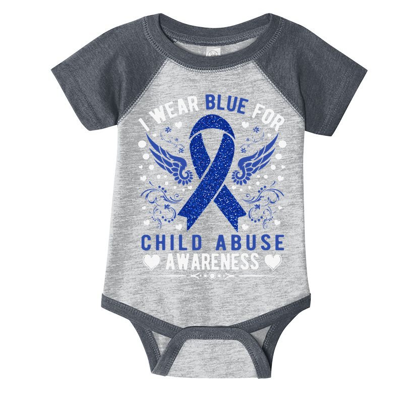 Stop Child Abuse Prevention Month Blue Ribbon Awareness Infant Baby Jersey Bodysuit