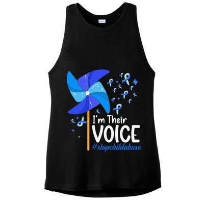 Stop Child Abuse Prevetion Awareness Month Rainbow Premium Ladies PosiCharge Tri-Blend Wicking Tank