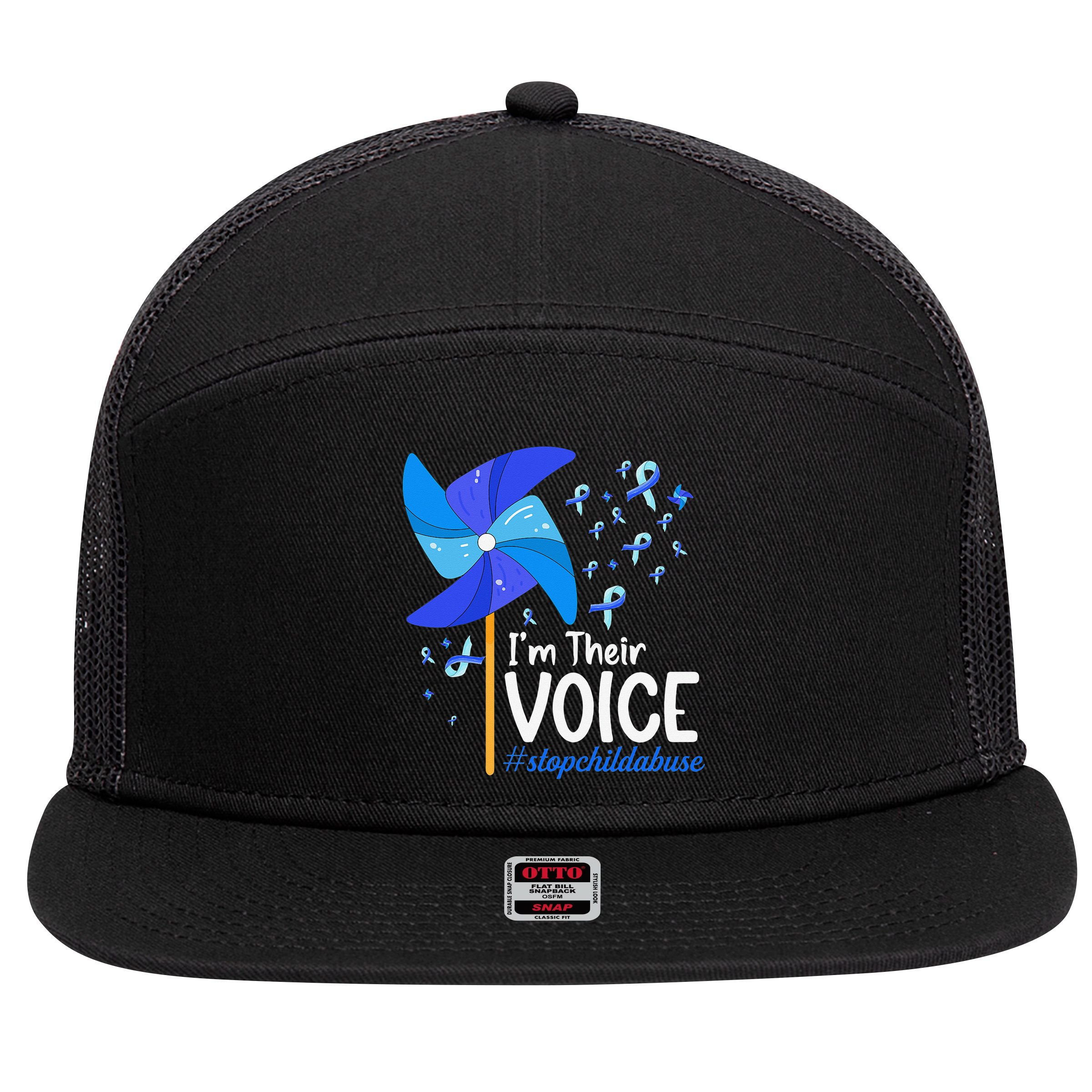 Stop Child Abuse Prevetion Awareness Month Rainbow Premium 7 Panel Mesh Trucker Snapback Hat