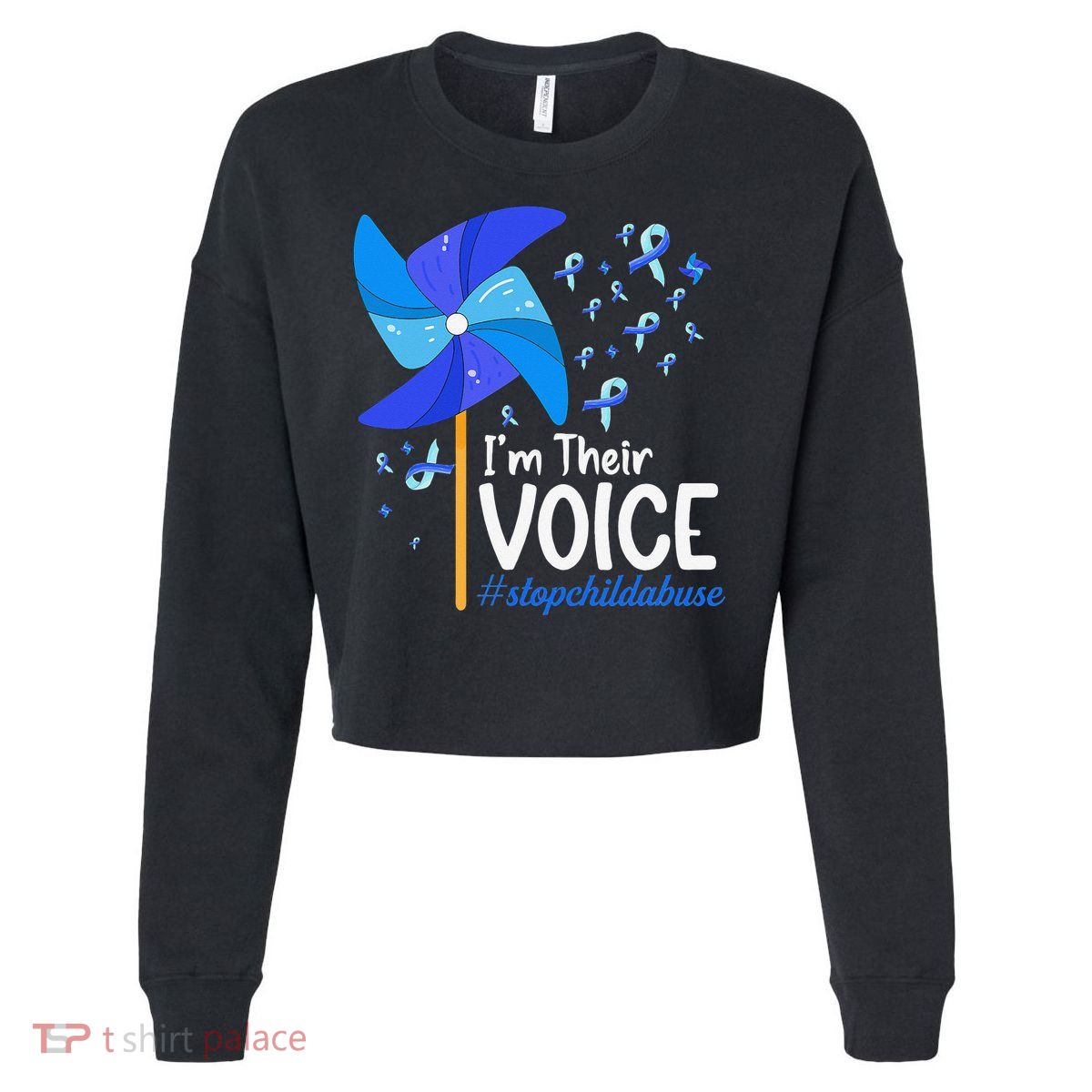 Stop Child Abuse Prevetion Awareness Month Rainbow Premium Cropped Pullover Crew