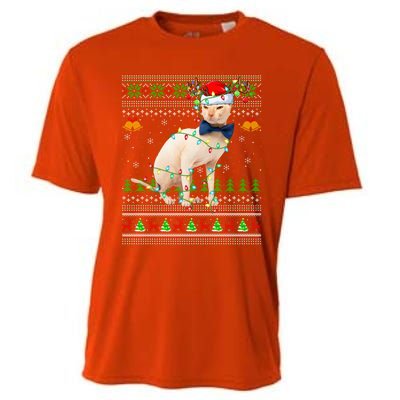 Sphynx Cat Animal Lover Xmas Santa Sphynx Cat Ugly Christmas Gift Cooling Performance Crew T-Shirt