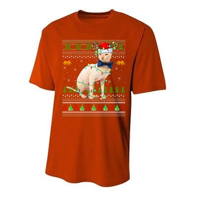 Sphynx Cat Animal Lover Xmas Santa Sphynx Cat Ugly Christmas Gift Performance Sprint T-Shirt