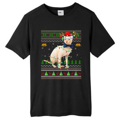 Sphynx Cat Animal Lover Xmas Santa Sphynx Cat Ugly Christmas Gift Tall Fusion ChromaSoft Performance T-Shirt