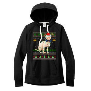 Sphynx Cat Animal Lover Xmas Santa Sphynx Cat Ugly Christmas Gift Women's Fleece Hoodie