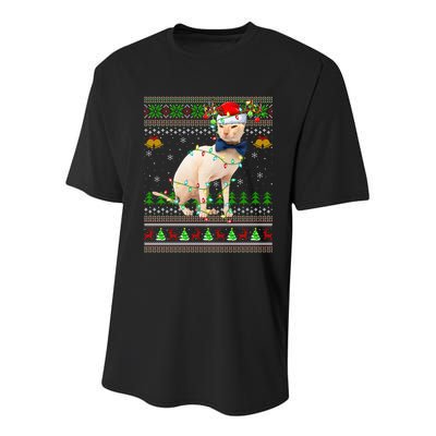 Sphynx Cat Animal Lover Xmas Santa Sphynx Cat Ugly Christmas Gift Youth Performance Sprint T-Shirt