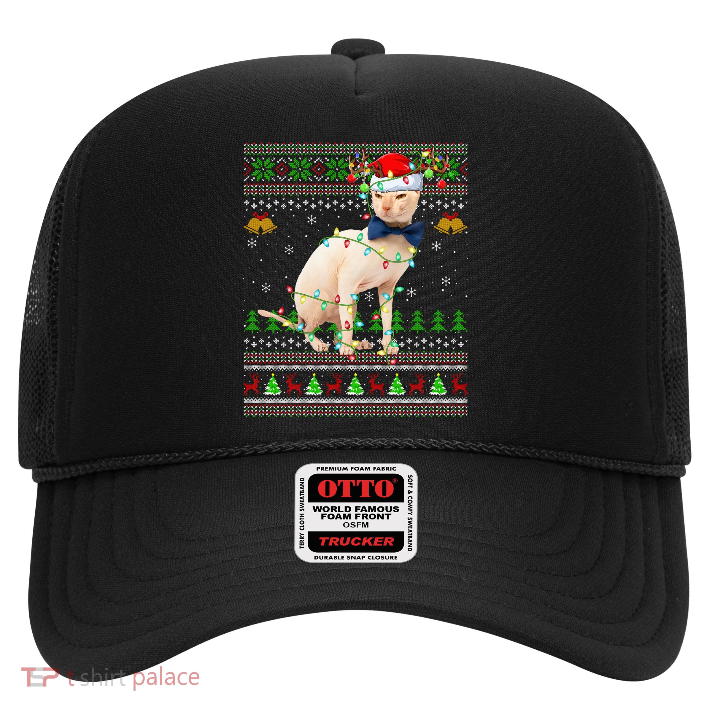 Sphynx Cat Animal Lover Xmas Santa Sphynx Cat Ugly Christmas Gift Trucker Hat