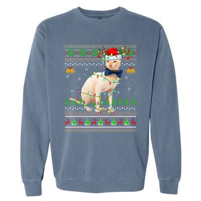 Sphynx Cat Animal Lover Xmas Santa Sphynx Cat Ugly Christmas Gift Garment-Dyed Sweatshirt