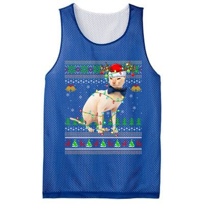 Sphynx Cat Animal Lover Xmas Santa Sphynx Cat Ugly Christmas Gift Mesh Reversible Basketball Jersey Tank
