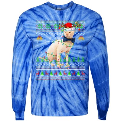 Sphynx Cat Animal Lover Xmas Santa Sphynx Cat Ugly Christmas Gift Tie-Dye Long Sleeve Shirt