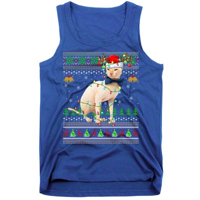 Sphynx Cat Animal Lover Xmas Santa Sphynx Cat Ugly Christmas Gift Tank Top