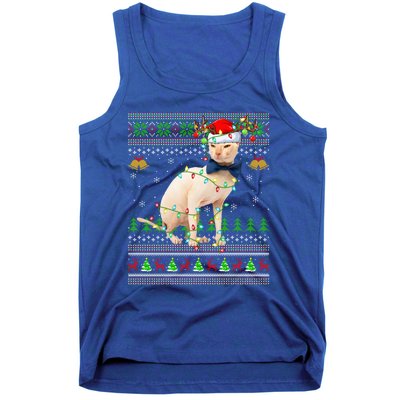 Sphynx Cat Animal Lover Xmas Santa Sphynx Cat Ugly Christmas Gift Tank Top