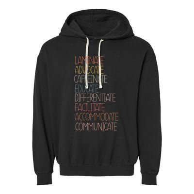 Sped Caffeinate Advocate Laminate Educate Teacher Autism Day Garment-Dyed Fleece Hoodie