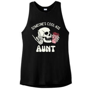 SomeoneS Cool Ass Aunt Cool Auntie Club Skull Skeleton Ladies PosiCharge Tri-Blend Wicking Tank