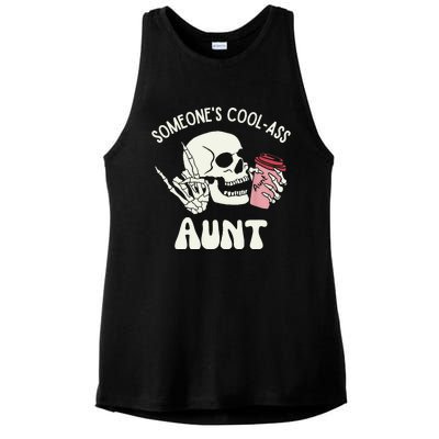 SomeoneS Cool Ass Aunt Cool Auntie Club Skull Skeleton Ladies PosiCharge Tri-Blend Wicking Tank