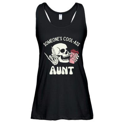 SomeoneS Cool Ass Aunt Cool Auntie Club Skull Skeleton Ladies Essential Flowy Tank