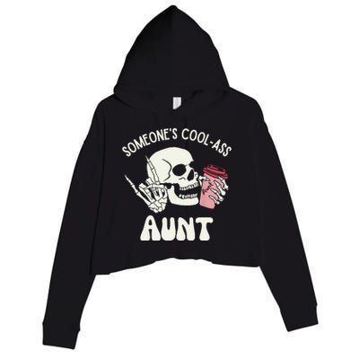 SomeoneS Cool Ass Aunt Cool Auntie Club Skull Skeleton Crop Fleece Hoodie