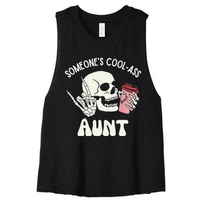 SomeoneS Cool Ass Aunt Cool Auntie Club Skull Skeleton Women's Racerback Cropped Tank