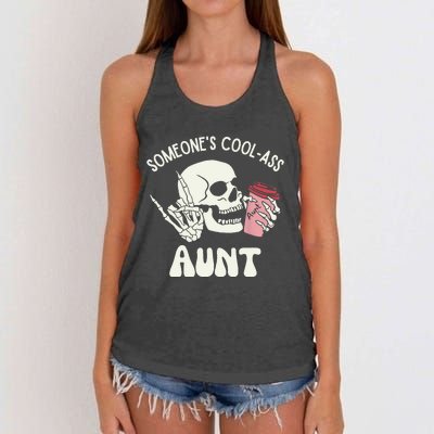 SomeoneS Cool Ass Aunt Cool Auntie Club Skull Skeleton Women's Knotted Racerback Tank