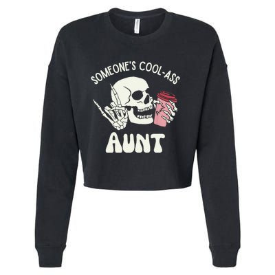 SomeoneS Cool Ass Aunt Cool Auntie Club Skull Skeleton Cropped Pullover Crew