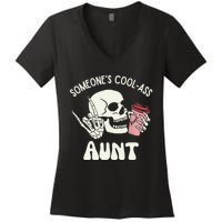 SomeoneS Cool Ass Aunt Cool Auntie Club Skull Skeleton Women's V-Neck T-Shirt