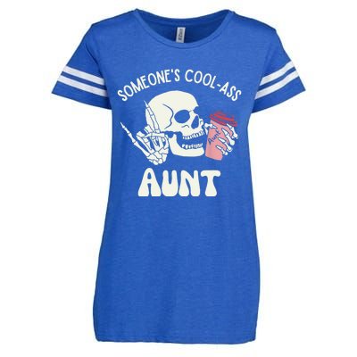 SomeoneS Cool Ass Aunt Cool Auntie Club Skull Skeleton Enza Ladies Jersey Football T-Shirt