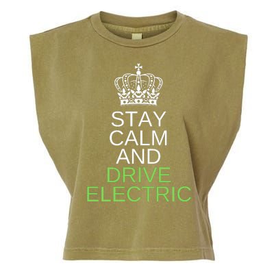 Stay Calm And Drive Electric Cars, Drive EVs, Funny ECar Garment-Dyed Women's Muscle Tee