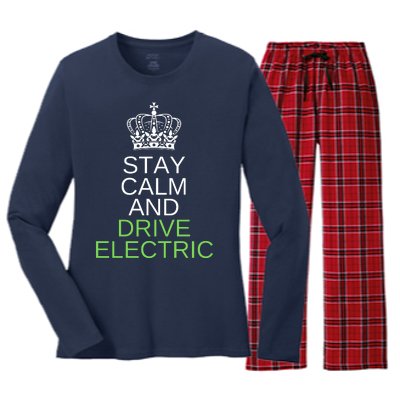 Stay Calm And Drive Electric Cars, Drive EVs, Funny ECar Women's Long Sleeve Flannel Pajama Set 