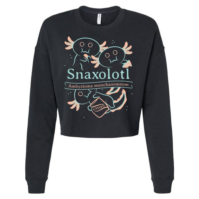 Snaxolotl Cute Axolotl Chips Cropped Pullover Crew