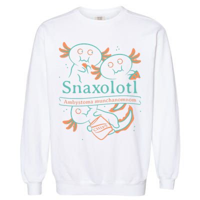 Snaxolotl Cute Axolotl Chips Garment-Dyed Sweatshirt