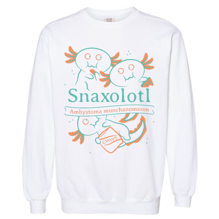 Snaxolotl Cute Axolotl Chips Garment-Dyed Sweatshirt