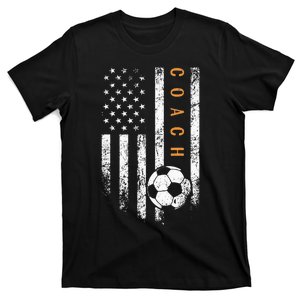 Soccer Coach American Flag Design Soccer Trainer Coaching T-Shirt