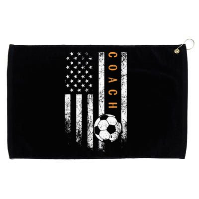 Soccer Coach American Flag Design Soccer Trainer Coaching Grommeted Golf Towel