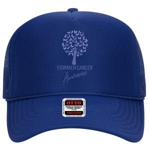 Stomach Cancer Awareness Butterfly Tree Motivational Gift Cute Gift High Crown Mesh Back Trucker Hat