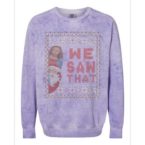 Santa Claus And Jesus Christ We Saw That For Christmas Colorblast Crewneck Sweatshirt