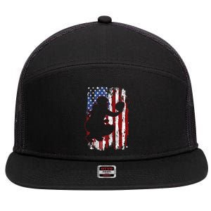 Softball Catcher American Flag Softball Player 7 Panel Mesh Trucker Snapback Hat