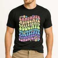 Sped Caffeinate Advocate Laminate Educate Groovy Teacher Cooling Performance Crew T-Shirt
