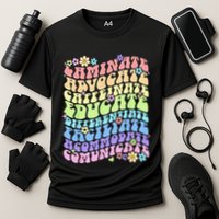 Sped Caffeinate Advocate Laminate Educate Groovy Teacher Cooling Performance Crew T-Shirt