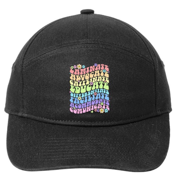 Sped Caffeinate Advocate Laminate Educate Groovy Teacher 7-Panel Snapback Hat
