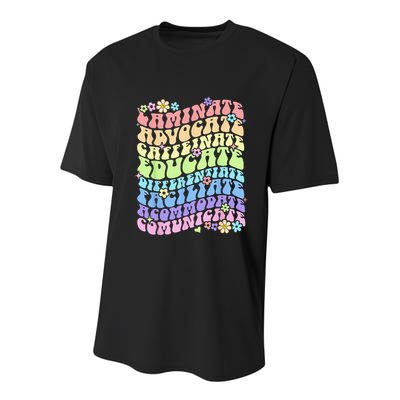 Sped Caffeinate Advocate Laminate Educate Groovy Teacher Youth Performance Sprint T-Shirt