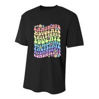 Sped Caffeinate Advocate Laminate Educate Groovy Teacher Youth Performance Sprint T-Shirt