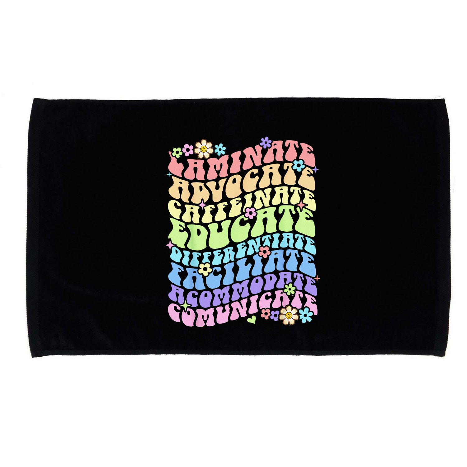 Sped Caffeinate Advocate Laminate Educate Groovy Teacher Microfiber Hand Towel