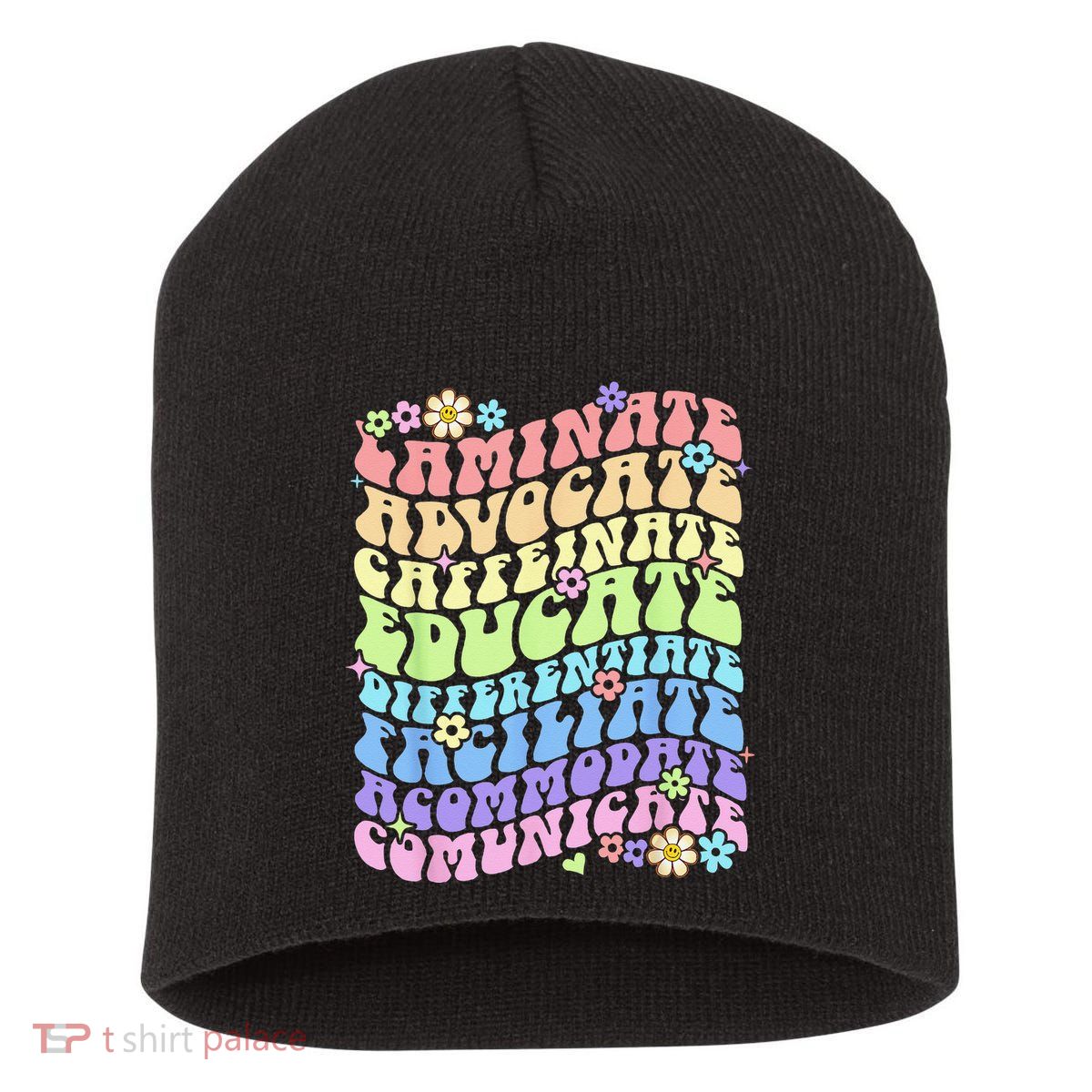 Sped Caffeinate Advocate Laminate Educate Groovy Teacher Short Acrylic Beanie