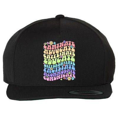 Sped Caffeinate Advocate Laminate Educate Groovy Teacher Wool Snapback Cap